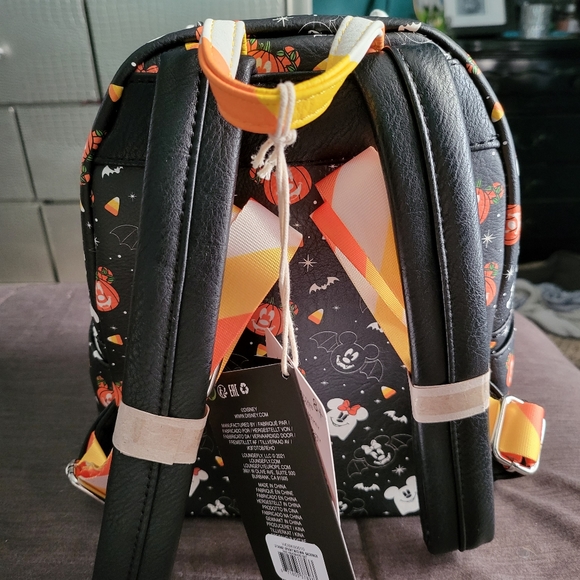 LOUNGEFLY Spooky Minnie Candy Corn Mini Backpack with Ears Headband - Picture 6 of 7